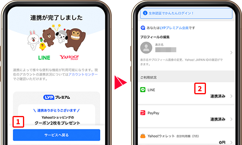 LINEと連携されているかを確認する方法 引用元:Yahoo!JAPAN